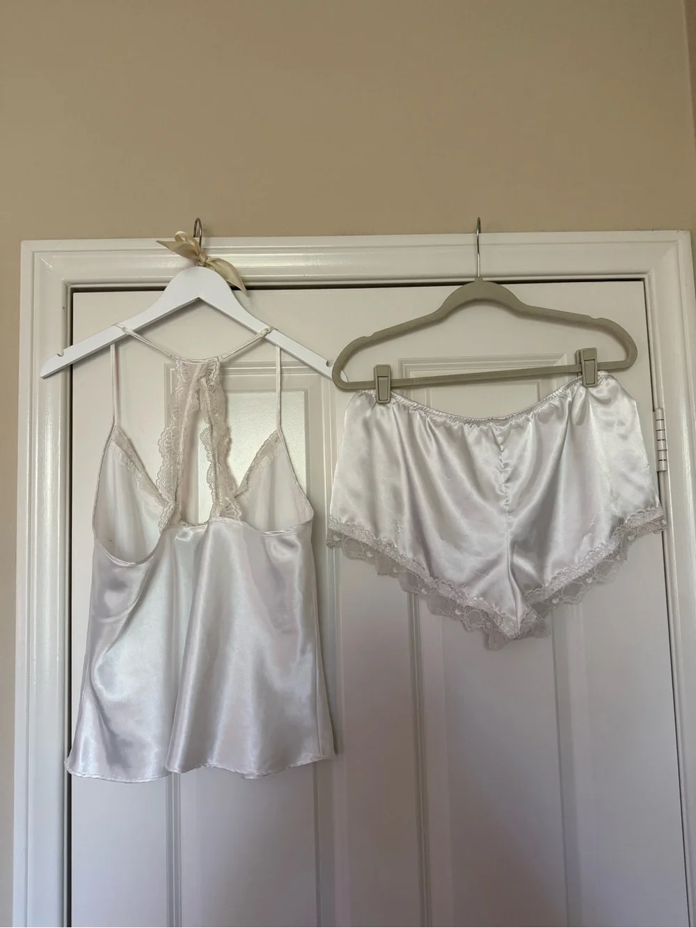 In Bloom White Satin Lace Cami & Short Sleep Set